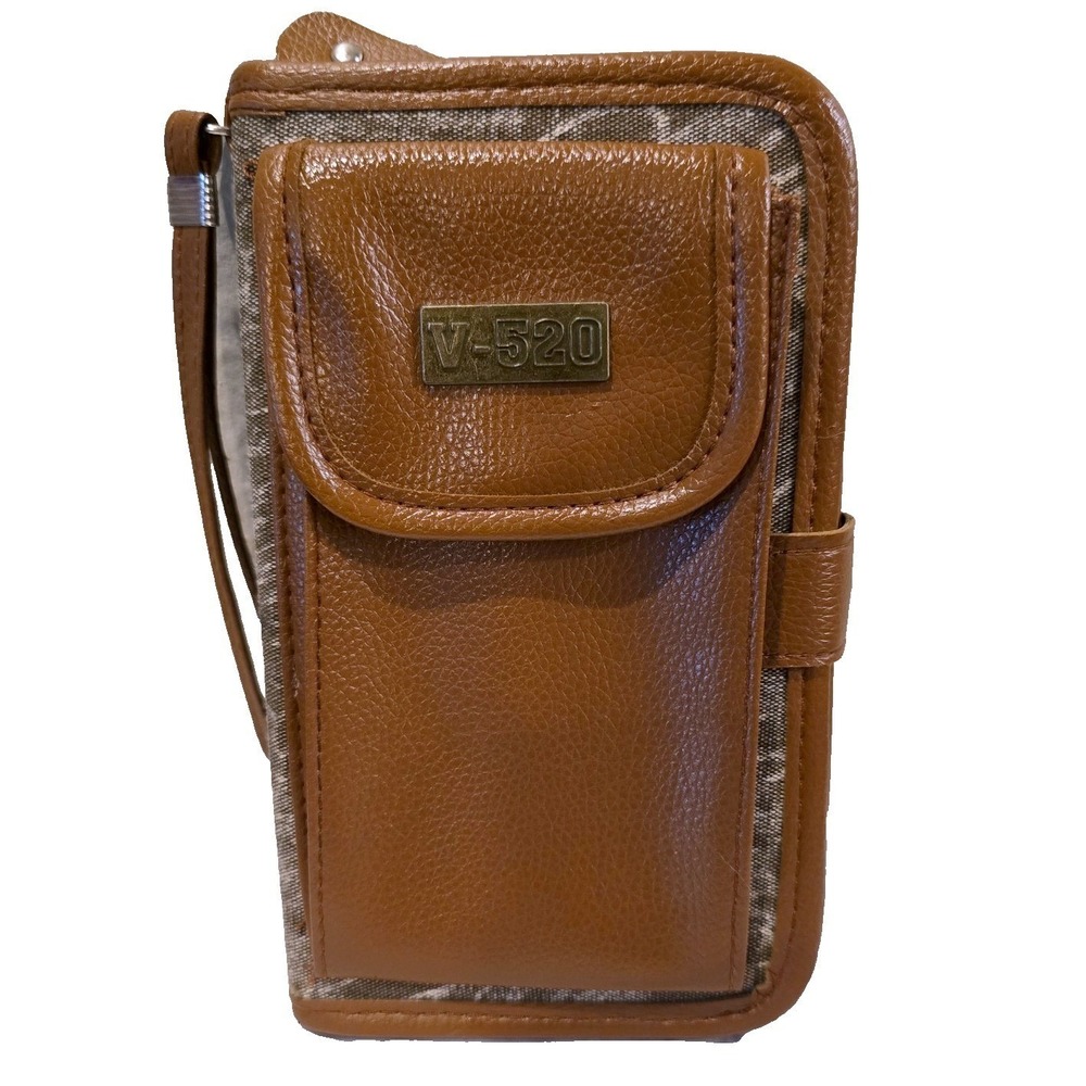 Vintage 2000s E-Mouse V-520 Travel Wallet Organizer Brown Wristlet Zip Around